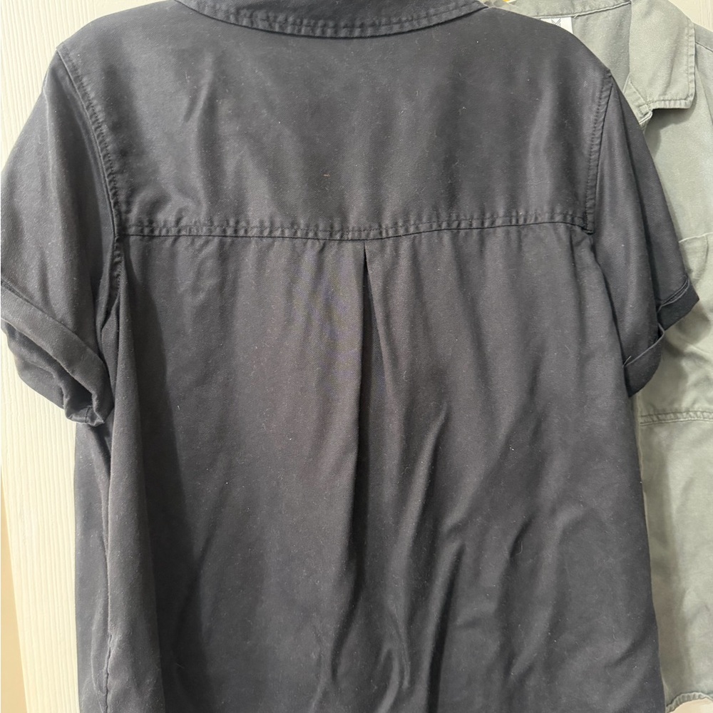 Tencel Camp Short Sleeve Button-Up Shirts - Black/Olive (2 shirts) - Picture 5 of 7